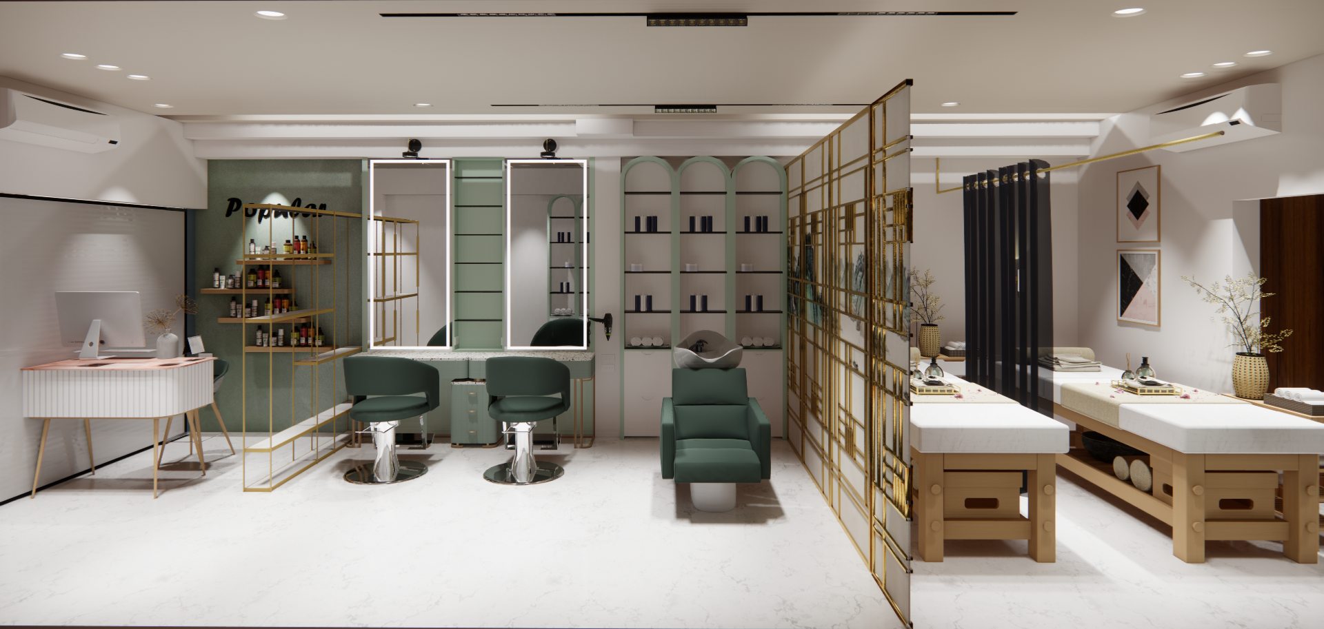 Layered showroom lighting visualization